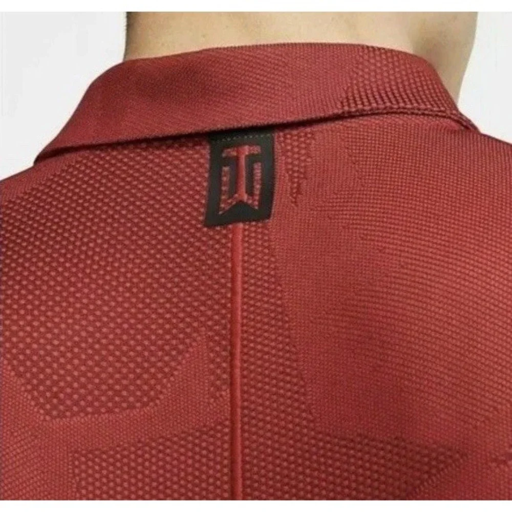 Mens‎ Nike Dri Fit Tiger Woods Camo Jacquard Golf Red Polo CT3801 Sz XL